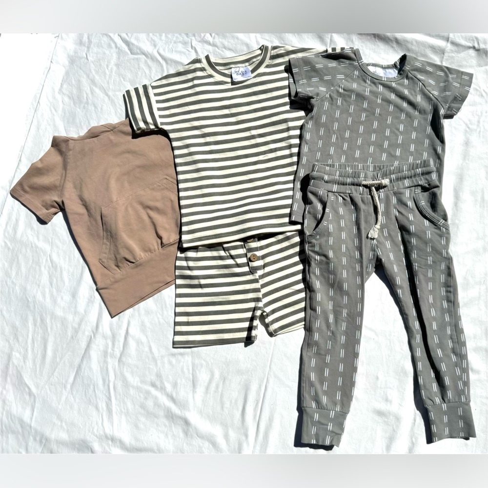 NWOT Mebie Baby Olive, Cream, Tan 5 pc bundle size 2t